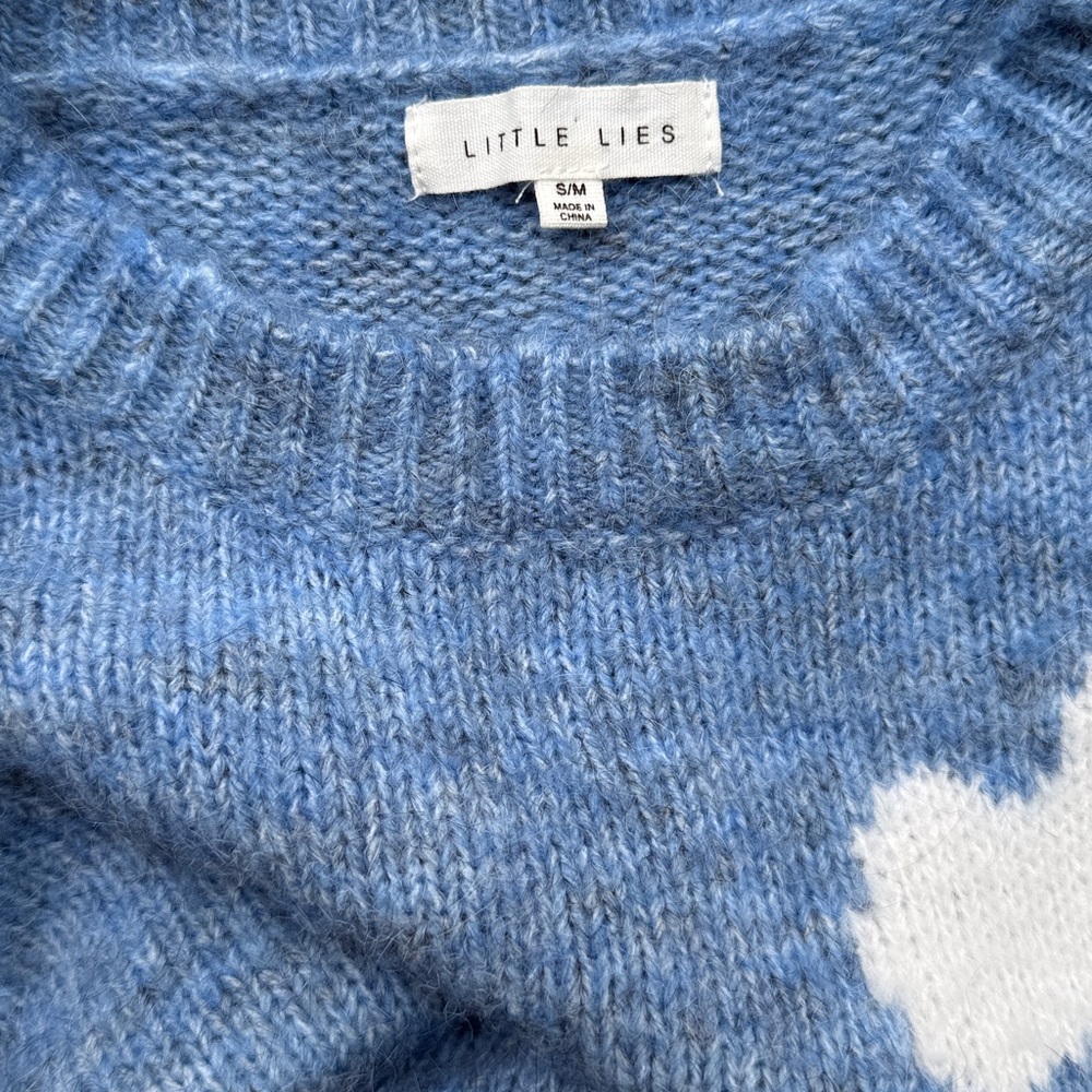 Anthropologie Little Lies Cassie Cloud Sweater Blue Gray Marled Crewneck RARE - Picture 8 of 16